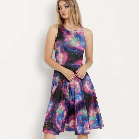 GALAXY SUPERNOVA PRINCESS MIDI DRESS - Picture 1 of 6